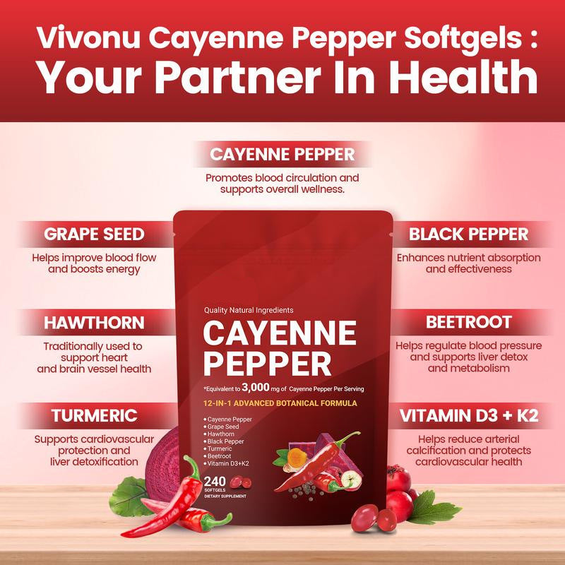 🏆Flash Sale⚡ 100K+ SOLD! 🏆Cayenne Pepper Softgels Supplement-ZDQ8