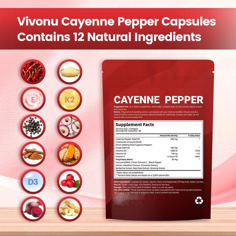 🏆Flash Sale⚡ 100K+ SOLD! 🏆Cayenne Pepper Softgels Supplement-A11