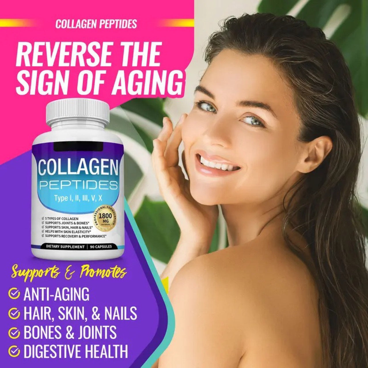 🏆#1 Best Seller ⏰50K+ SOLD! 💥Nutrition Collagen Peptides 5 Types Complex-ZDQ8