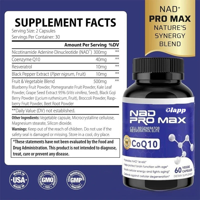 🏆Flash Sale⚡50K+ SOLD!💥🏆NAD+ Pro Max -NAD+, CoQ10 & Resveratrol Formula for Energy, Brain Support & Anti-Aging Support-W18