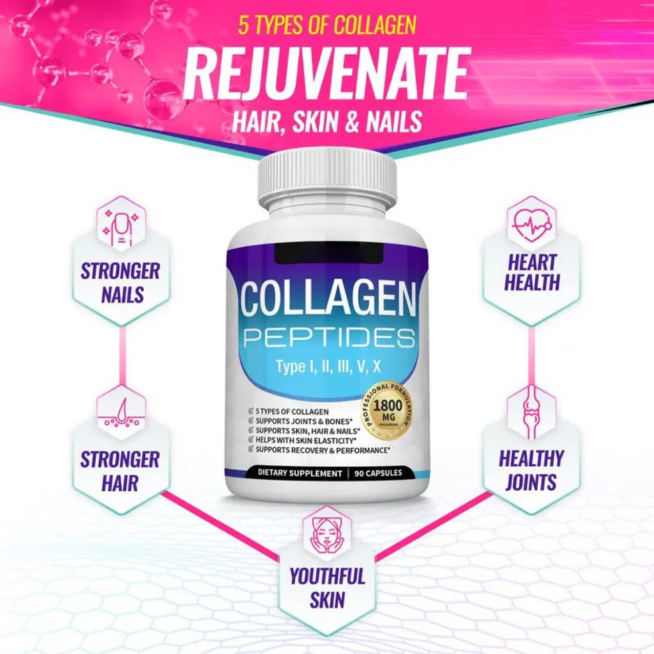 🏆#1 Best Seller ⏰50K+ SOLD! 💥Nutrition Collagen Peptides 5 Types Complex-ZDQ8