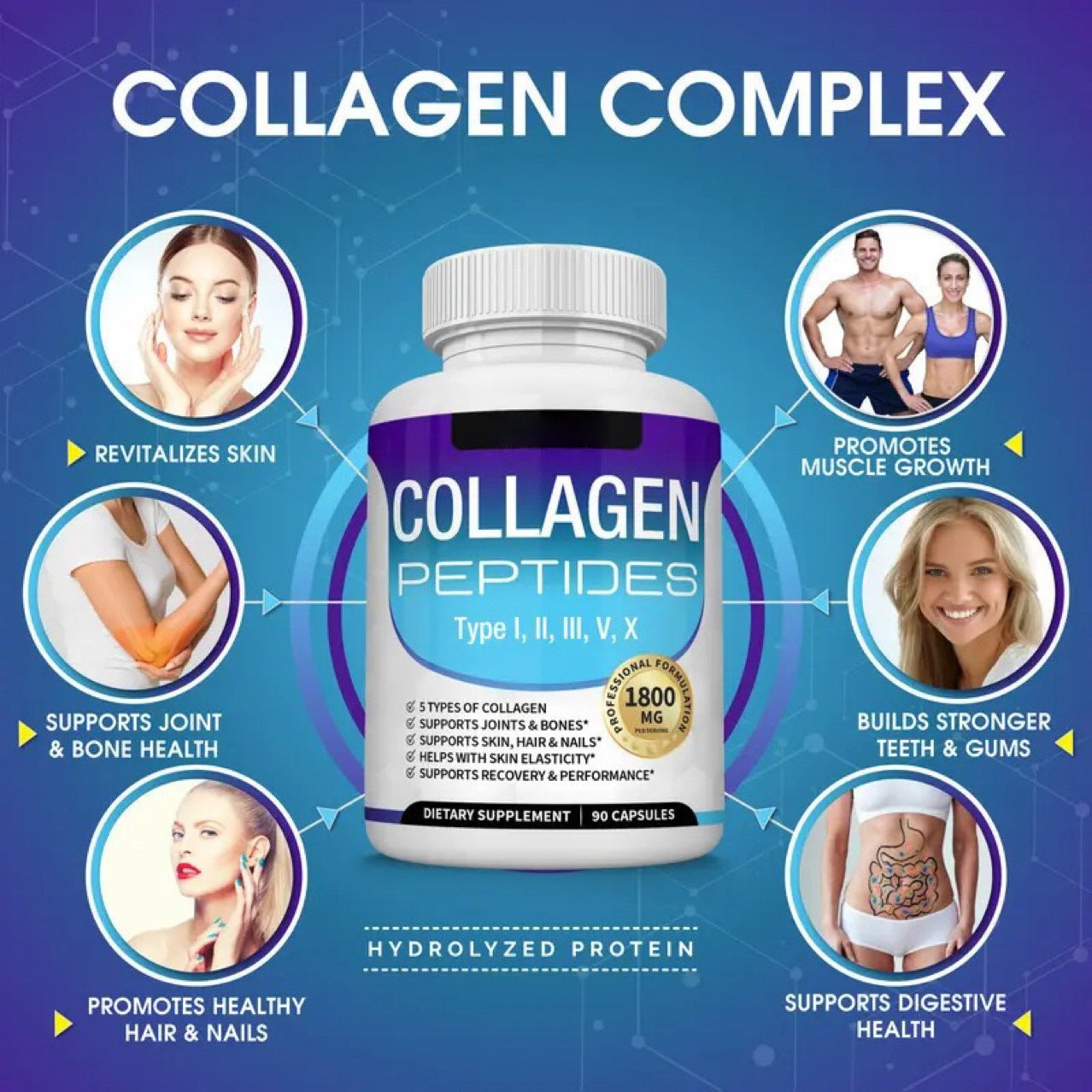 🏆#1 Best Seller ⏰50K+ SOLD! 💥Nutrition Collagen Peptides 5 Types Complex-ZDQ8