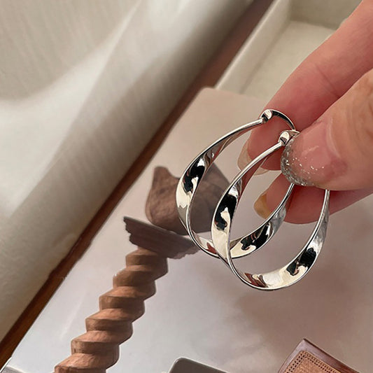 🏆Flash Sale⚡Sterling Silver Mobius Twist Hoop Earrings - JSS6