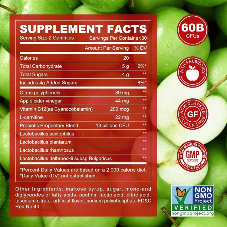 🏆#1 Best Seller ⏰50K+ SOLD! Almost Gone-💥Apple Cider Vinegar Gummies,Supports Detox & Cleansing-ABB8
