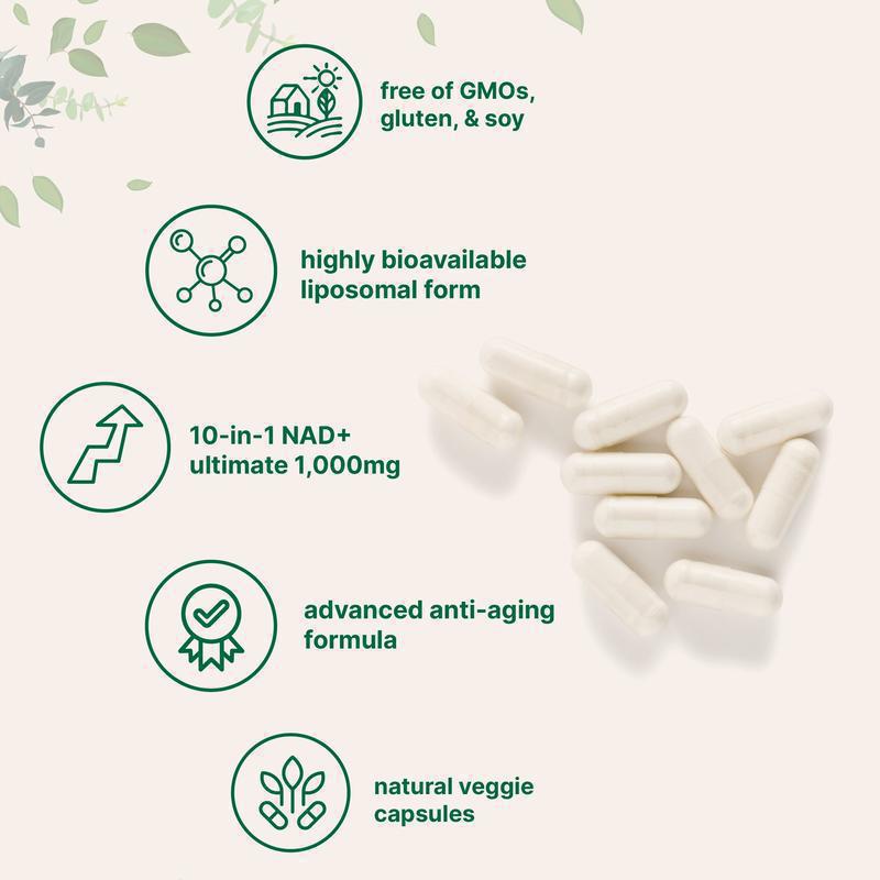 Liposomal NAD+ Ultimate 1,000mg, 60 Veggie Capsules-W18
