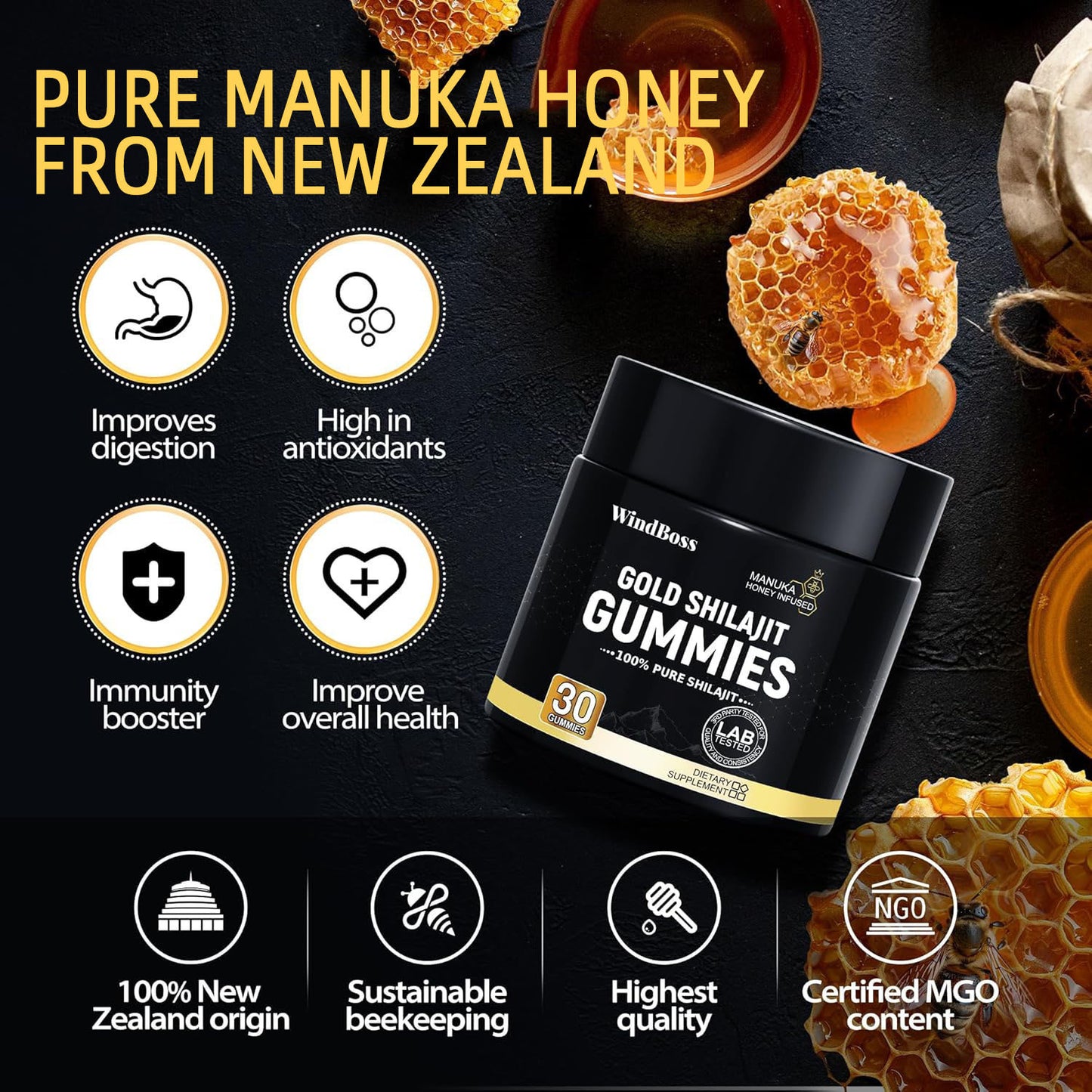 đChoice of 80% Tough Guysâ°Pure Himalayan Gold Shilajit Gummies-Natural Powerful Size & Stamina Enhancer for Men-ABB8