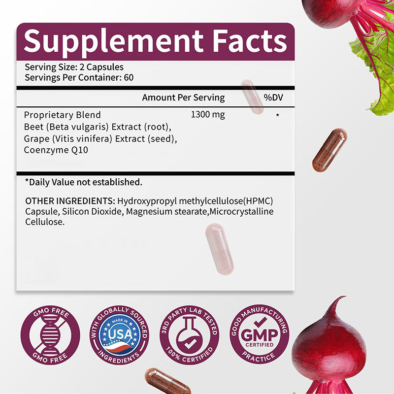 🏆Choice of 80% Tough Guys🏆⏰beet root Vegan Quick Release Capsules-Natural Powerful -ZDQ8