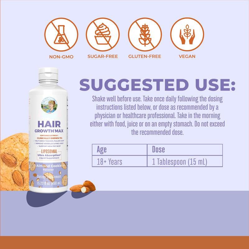 Hair Growth Max Liposomal - Lustriva + Biotin 10000mcg + Pumpkin Seed Oil - JSS6