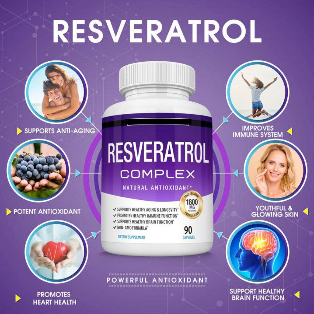⚡Flash Sale⚡50K+ SOLD!⚡Resveratrol Supplement 1800mg Natural Antioxidant-W18
