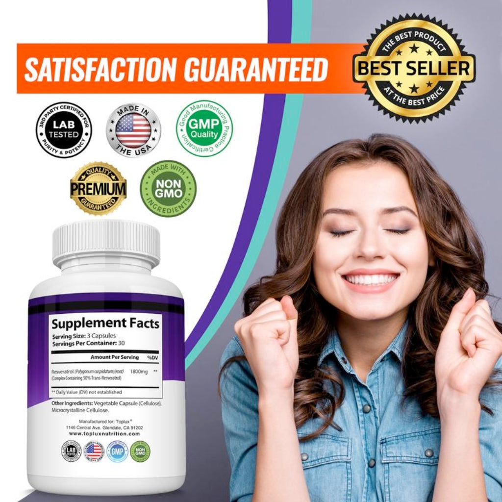 ⚡Flash Sale⚡50K+ SOLD!⚡Resveratrol Supplement 1800mg Natural Antioxidant-W18