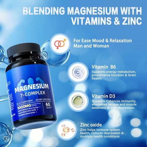 🏆Flash Sale⚡ 50K+ SOLD! 🏆1000mg Magnesium Complex with Zinc – Calming Sleep & Relax Support-#YUN7