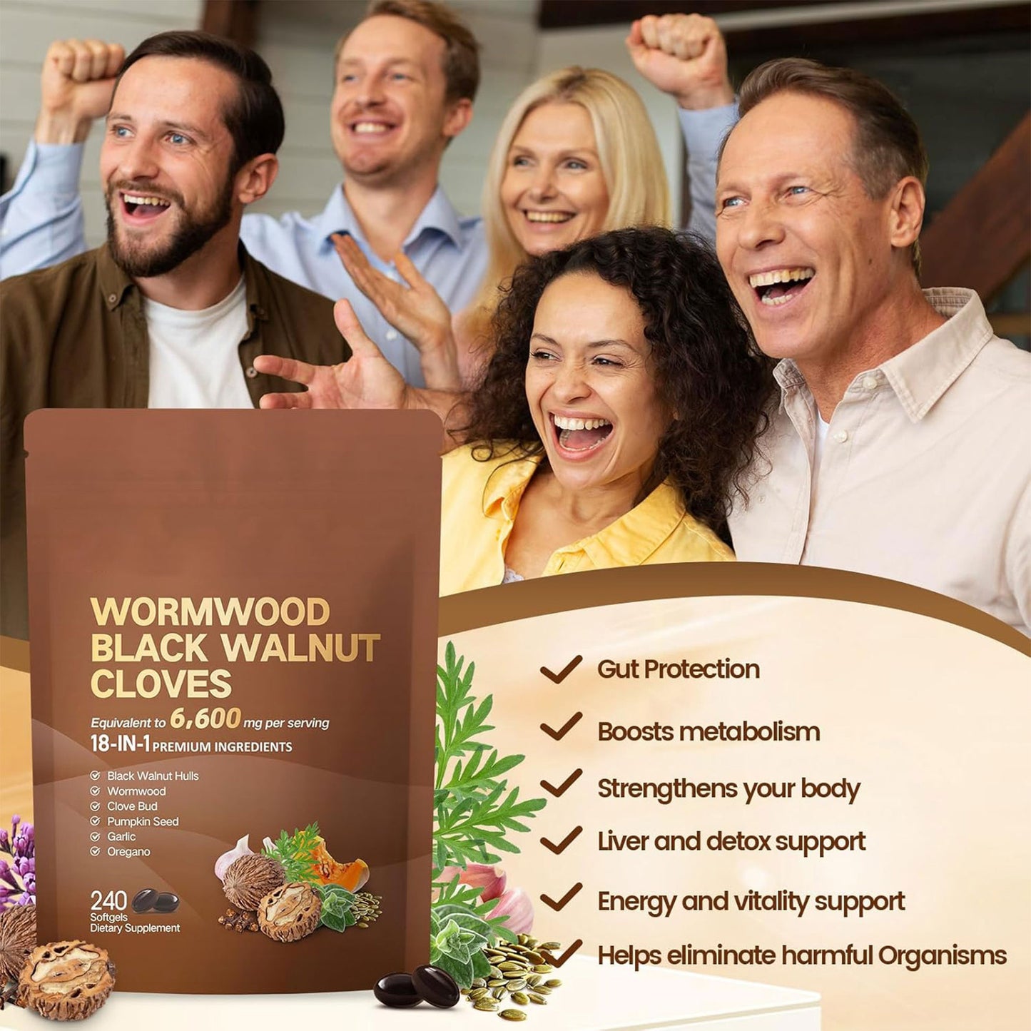 🏆Flash Sale⚡50K+ SOLD!💥🏆Wormwood Black Walnut Cloves Capsules-ZDQ8