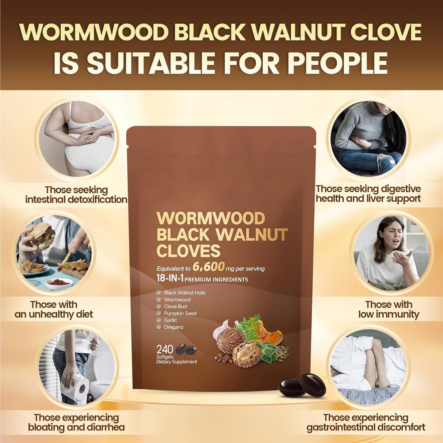 🏆Flash Sale⚡50K+ SOLD!💥🏆Wormwood Black Walnut Cloves Capsules-ZDQ8