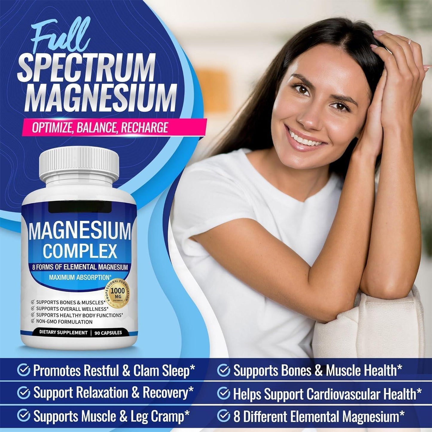 Magnesium Complex 8 Essential Magnesium Supplement 1000mg-HZ