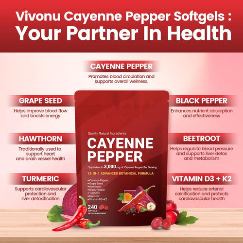 🏆Flash Sale⚡ 100K+ SOLD! 🏆Cayenne Pepper Softgels Supplement&Supports Leg Vein, Heart and Blood Vessel Health-A01
