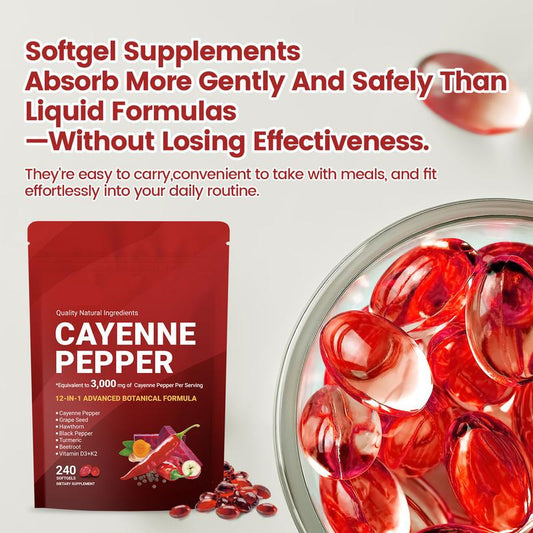 🏆Flash Sale⚡ 100K+ SOLD! 🏆Cayenne Pepper Softgels Supplement-ZDQ8