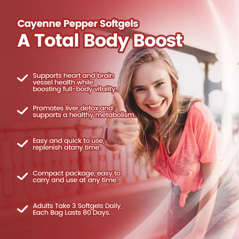 🏆Flash Sale⚡ 100K+ SOLD! 🏆Cayenne Pepper Softgels Supplement&Supports Leg Vein, Heart and Blood Vessel Health-A01