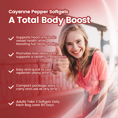 🏆Flash Sale⚡ 100K+ SOLD! 🏆Cayenne Pepper Softgels Supplement&Supports Leg Vein, Heart and Blood Vessel Health-A01