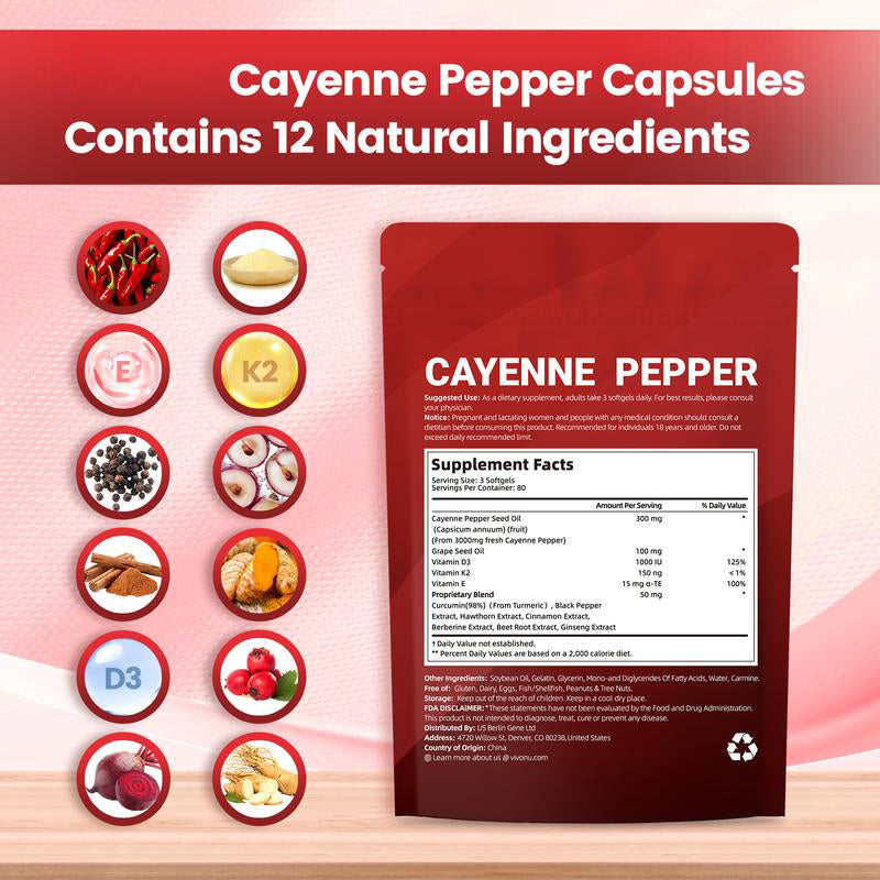 ⚡️⚡Flash-Sale⚡⚡️100k-sold⚡⚡️Cayenne Pepper Softgels Supplement-YTY5