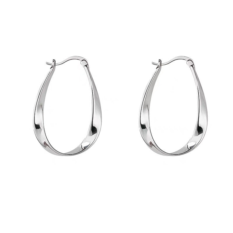 🏆Flash Sale⚡Sterling Silver Mobius Twist Hoop Earrings - JSS6