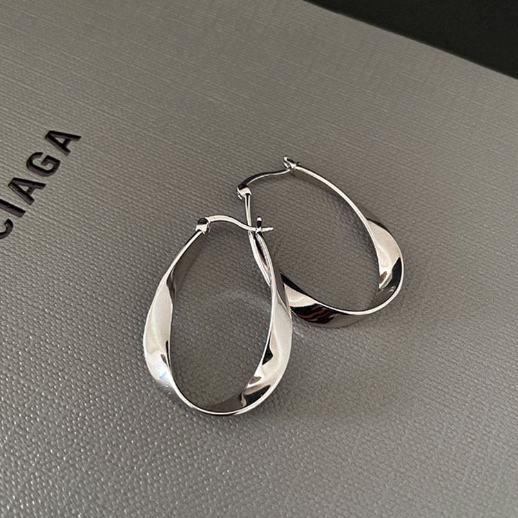 🏆Flash Sale⚡Sterling Silver Mobius Twist Hoop Earrings - JSS6
