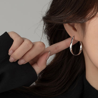 🏆Flash Sale⚡Sterling Silver Mobius Twist Hoop Earrings - JSS6