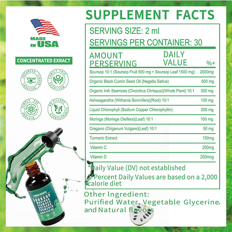 ⚡Flash sale ⏰80K+ SOLD! 💥Pure Soursop 10 in 1 Liquid Drops Extract -HHC8