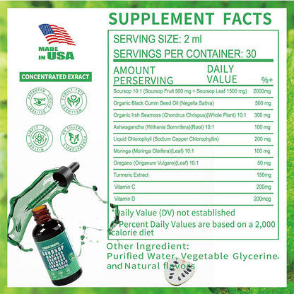 ⚡Flash sale ⏰80K+ SOLD! 💥Pure Soursop 10 in 1 Liquid Drops Extract -HHC8