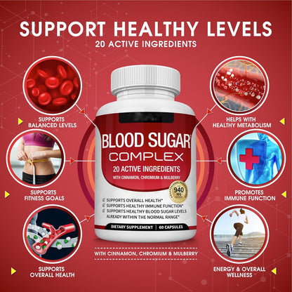 Blood Sugar Complex 20 Vitamins & Minerals Support Overall Health-W18