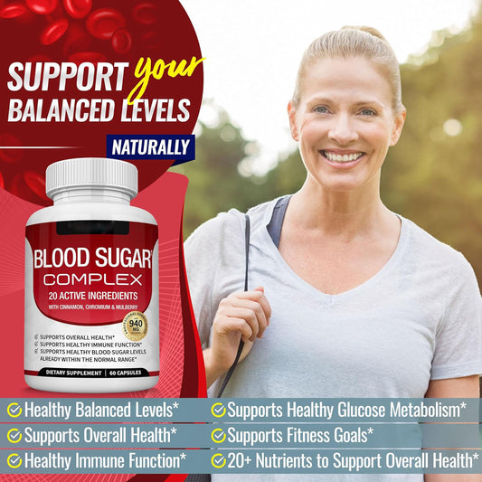 Blood Sugar Complex 20 Vitamins & Minerals Support Overall Health-W18