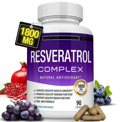 ⚡Flash Sale⚡50K+ SOLD!⚡Resveratrol Supplement 1800mg Natural Antioxidant-W18