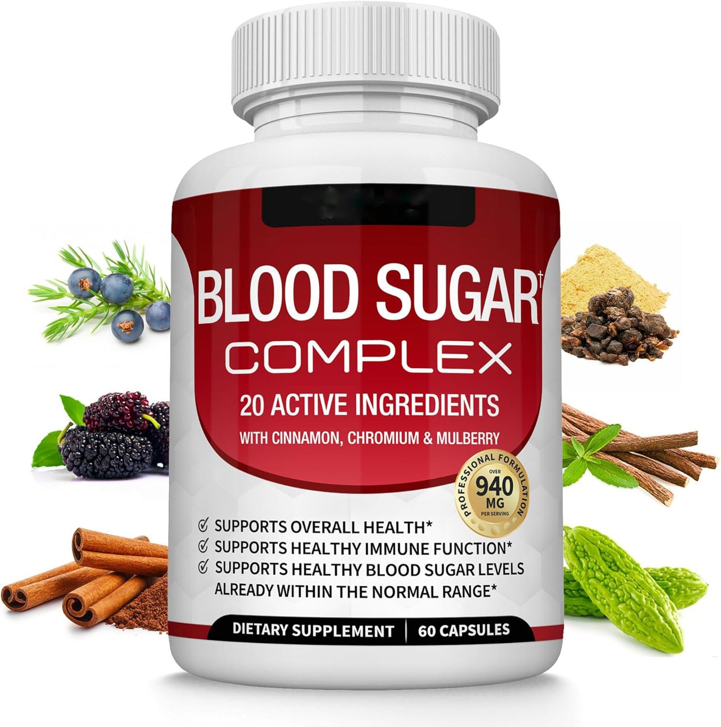 Blood Sugar Complex 20 Vitamins & Minerals Support Overall Health-W18