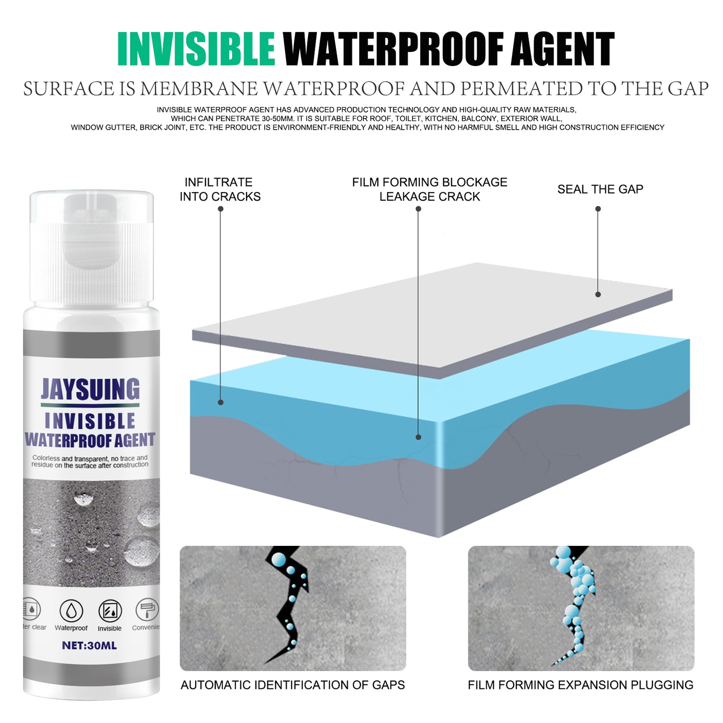 🏆Flash Sale⚡ 100K+ SOLD! 🏆Waterproof leak-proofing agent and leak-proof materials, self-spraying exterior wall roof leak-blocking waterproof adhesive paint-A01